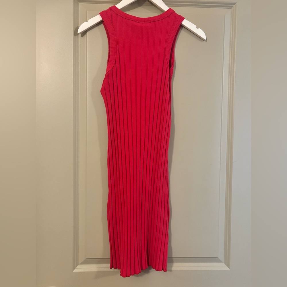 Vibrant Fuchsia /Red Ribbed Tank Dress - Picture 3 of 3